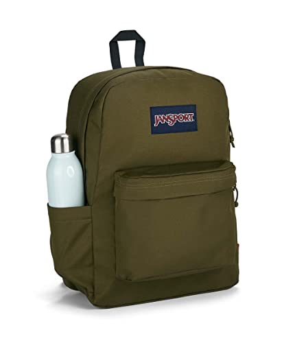 JanSport Superbreak Plus Backpack - Work, Travel, or Laptop Bookbag with Water Bottle Pocket, Army Green