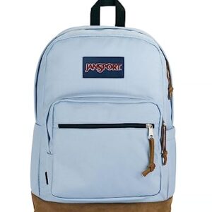 JanSport Right Pack Backpack - Travel, Work, or Laptop Bookbag with Leather Bottom, Blue Dusk