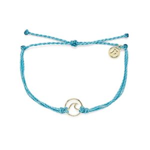 pura vida gold wave bracelet - 100% waterproof, adjustable band - plated brand charm, pacific blue
