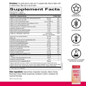 SmartyPants Multivitamin for Women: Omega-3 DHA; Zinc for Immunity, Biotin, Iron, Folate, Vitamins D3, C, B6, Vitamin B12, One Per Day, 30 Capsules, 30 Day Supply