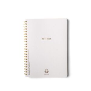 designworks ink a4-8.25" x 11.625" speckled ivory white textured paper notebook journal with gold accents, lined pages, and durable spiral binding for work, writing, journaling