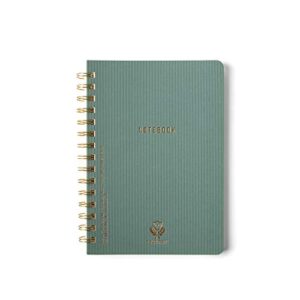 designworks ink a5 6" x 8.25" juniper green textured paper notebook journal with gold accents, lined pages, and durable spiral binding for work, writing, journaling