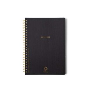 designworks ink a4-8.25" x 11.625" black textured paper notebook journal with gold accents, lined pages, and durable spiral binding for work, writing, journaling