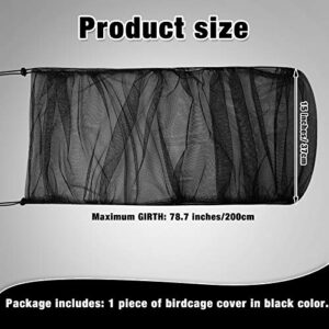 Adjustable Bird Cage Net Cover Birdcage Seed Feather Catcher Soft Skirt Guard Birdcage Nylon Mesh Netting for Parrot Parakeet Macaw Round Square Cages (Black, 78.7 x 15 Inch/ 200 x 37 cm)