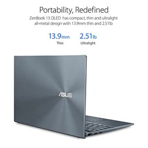 ASUS ZenBook 13 OLED Ultra-Slim Laptop, 13.3” OLED FHD NanoEdge Bezel Display, AMD Ryzen 5 5500U, 8GB LPDDR4X RAM, 512GB PCIe SSD, NumberPad, Wi-Fi 5, Windows 10 Home, Pine Grey, UM325UA-DS51