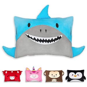 CoPiPa Toddler Pillow & Pillowcase Soft Plush Hypoallergenic 13 x 18 Inches Kids Decorative Shark Washable Bed Pillow for Sleeping, for Girls & Boys, Almohada para Niños Pequeños