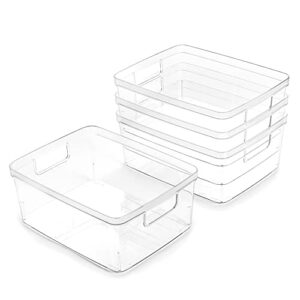 bino plastic storage containers, small - 4 pack the lucid collection, multi-use organizer bins built-in handles bpa-free clear, fridge, pantry & home organization