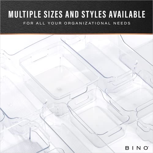 BINO Plastic Storage Containers, Small - 4 Pack THE LUCID COLLECTION, Multi-Use Organizer Bins Built-In Handles BPA-Free Clear, Fridge, Pantry & Home Organization