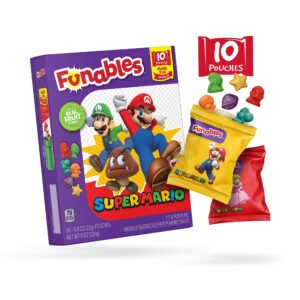 funables fruit snacks, super mario shaped fruit flavored school snacks, pack of 10 0.8 ounce pouches