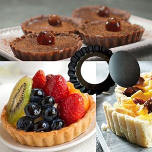 DATANYA 8 Pack Mini Tart Pans 4 Inch with Removable Bottom Round Nonstick Quiche Pan, Heavy Duty Fluted Side for Pies, Mousse Cakes, Dessert Baking (4 Inch 8pcs)