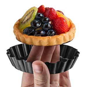 DATANYA 8 Pack Mini Tart Pans 4 Inch with Removable Bottom Round Nonstick Quiche Pan, Heavy Duty Fluted Side for Pies, Mousse Cakes, Dessert Baking (4 Inch 8pcs)