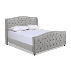 jennifer taylor home anastasia upholstered shelter headboard bed set, california king, silver grey polyester