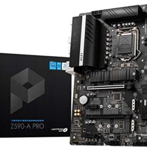 MSI Z590-A PRO ProSeries Motherboard (ATX, 11th/10th Gen Intel Core, LGA 1200 Socket, DDR4, PCIe 4, M.2 Slots, USB 3.2 Gen 2, 2.5G LAN, DP/HDMI)