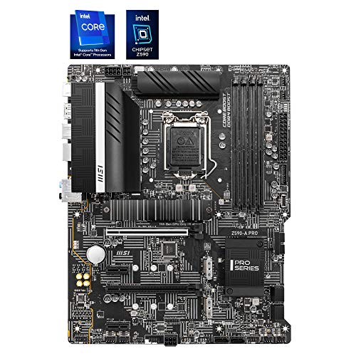 MSI Z590-A PRO ProSeries Motherboard (ATX, 11th/10th Gen Intel Core, LGA 1200 Socket, DDR4, PCIe 4, M.2 Slots, USB 3.2 Gen 2, 2.5G LAN, DP/HDMI)