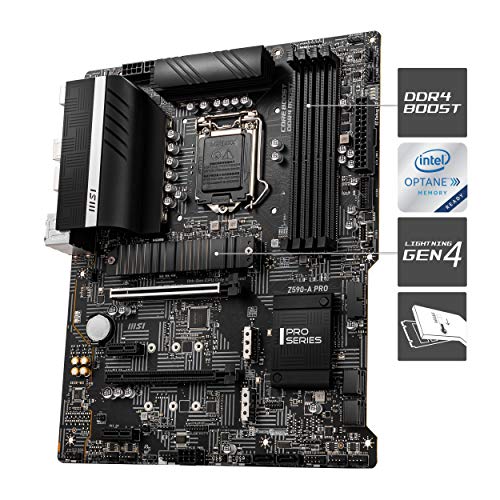 MSI Z590-A PRO ProSeries Motherboard (ATX, 11th/10th Gen Intel Core, LGA 1200 Socket, DDR4, PCIe 4, M.2 Slots, USB 3.2 Gen 2, 2.5G LAN, DP/HDMI)