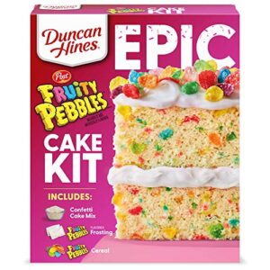 duncan hines epic fruity pebbles cake mix kit, 28.5 oz, 1 count