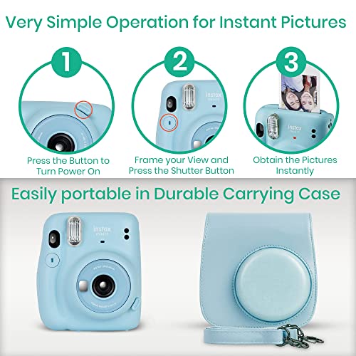 Fujifilm Instax Mini 11 Camera with Fujifilm Instant Mini Film (20 Sheets) Bundle with Deals Number One Accessories Including Carrying Case, Color Filters, Photo Album, Stickers + More (Blush Pink)