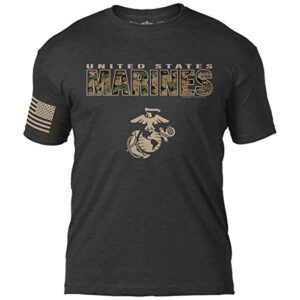 7.62 design us marine corps marpat 'camo text' men's t-shirt heather black medium