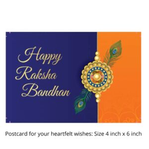 Khanda Raksha Bandhan Brother Gift Pack- Rakhee Bracelet - Large Postcard, Kum Kum Powder, Raw Rice – Indian Rakhri Friendship Thread - Gift from Sister to Brother (Khanda Ik Onkar Red)