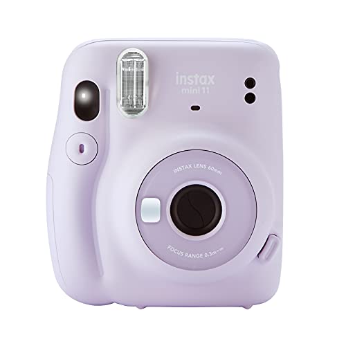 Fujifilm Instax Mini 11 Camera with Clear Case, Films and Stickers Bundle (Lilac Purple)