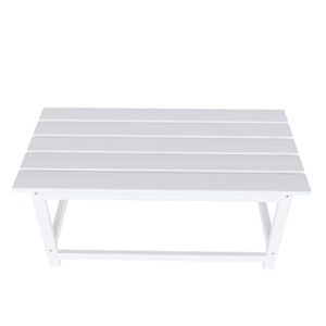 WO Adirondack Outdoor Coffee Table 35" inch Long Retro Rectangle Entertainment Table for Indoor, Outdoor, Living Room, Patio, Lawn, Garden, Balcony, Backyard, Porch, Pool, Deck (Bright White)