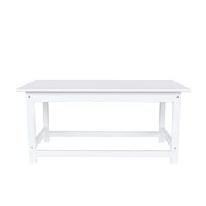 WO Adirondack Outdoor Coffee Table 35" inch Long Retro Rectangle Entertainment Table for Indoor, Outdoor, Living Room, Patio, Lawn, Garden, Balcony, Backyard, Porch, Pool, Deck (Bright White)