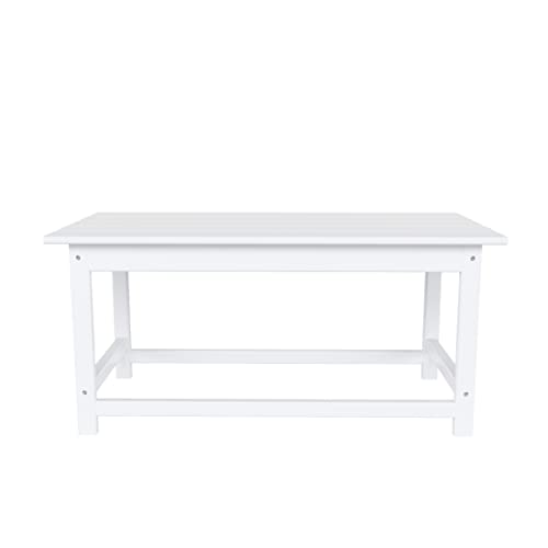 WO Adirondack Outdoor Coffee Table 35" inch Long Retro Rectangle Entertainment Table for Indoor, Outdoor, Living Room, Patio, Lawn, Garden, Balcony, Backyard, Porch, Pool, Deck (Bright White)