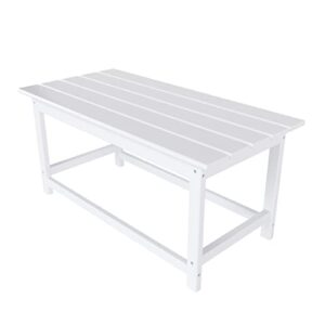wo adirondack outdoor coffee table 35" inch long retro rectangle entertainment table for indoor, outdoor, living room, patio, lawn, garden, balcony, backyard, porch, pool, deck (bright white)