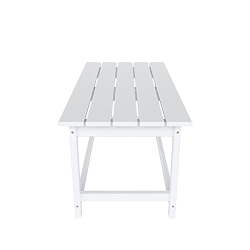 WO Adirondack Outdoor Coffee Table 35" inch Long Retro Rectangle Entertainment Table for Indoor, Outdoor, Living Room, Patio, Lawn, Garden, Balcony, Backyard, Porch, Pool, Deck (Bright White)