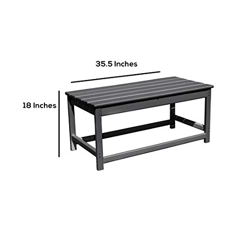 WO Adirondack Outdoor Coffee Table 35" inch Long Retro Rectangle Entertainment Table for Indoor, Outdoor, Living Room, Patio, Lawn, Garden, Balcony, Backyard, Porch, Pool, Deck (Bright White)