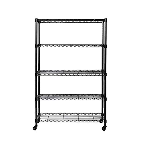 Seville Classics Solid Steel Wire Shelving Storage Unit Adjustable Shelves Organizer Rack, for Home, Kitchen, Office, Garage, Bedroom, Closet, Black, 5-Tier, 30" W x 14" D (New Model)