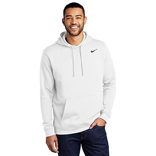 826433-010 Nike Men Black Pull-Over Hoodie (White, X-Large)