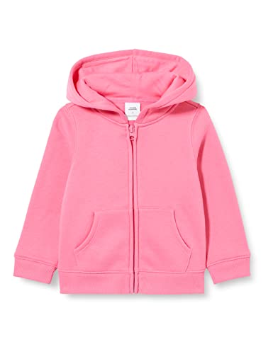 Amazon Essentials Girls' Fleece Zip-Up Hoodie Sweatshirt, Bright Pink, Medium