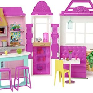 Barbie Cook ‘n Grill Restaurant Playset with 30+ Pieces & 6 Play Areas Including Kitchen, Pizza Oven, Grill & Dining Booth, Gift for 3 to 7 Year Olds