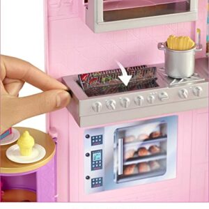 Barbie Cook ‘n Grill Restaurant Playset with 30+ Pieces & 6 Play Areas Including Kitchen, Pizza Oven, Grill & Dining Booth, Gift for 3 to 7 Year Olds