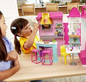 Barbie Cook ‘n Grill Restaurant Playset with 30+ Pieces & 6 Play Areas Including Kitchen, Pizza Oven, Grill & Dining Booth, Gift for 3 to 7 Year Olds