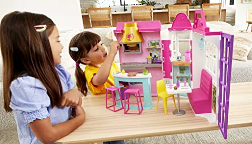 Barbie Cook ‘n Grill Restaurant Playset with 30+ Pieces & 6 Play Areas Including Kitchen, Pizza Oven, Grill & Dining Booth, Gift for 3 to 7 Year Olds