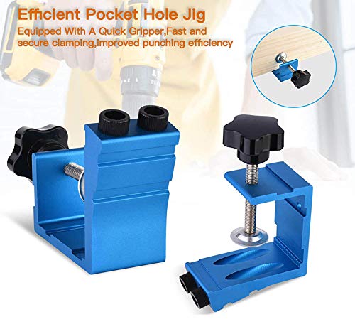 AeKeatDa 47PCS Aluminum Pocket Hole-Jig Kit Woodworking Inclined Hole Positioner for Woodworking Angle Drilling Holes