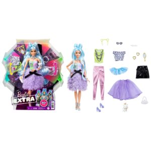 barbie extra doll & accessories set with pet, mix & match pieces for 30+ looks, multiple flexible joints, kids 3 years old & up, gyj69