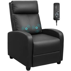 devoko massage recliner chair home theater seating pu leather modern living room chair furniture with padded cushion reclining sofa chairs (black)
