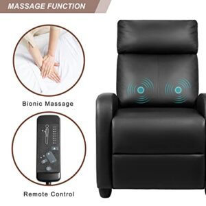 Devoko Massage Recliner Chair Home Theater Seating Pu Leather Modern Living Room Chair Furniture with Padded Cushion Reclining Sofa Chairs (Black)