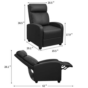 Devoko Massage Recliner Chair Home Theater Seating Pu Leather Modern Living Room Chair Furniture with Padded Cushion Reclining Sofa Chairs (Black)