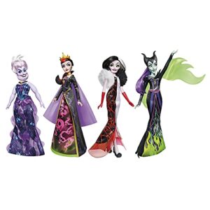 disney princess villains black and brights collection, fashion doll 4 pack, disney villains toy for kids 5 years old and up (amazon exclusive)
