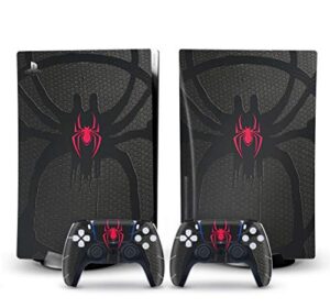alexca ps5 skin for console and 2 controllers, ps5 skin decal vinyl wrap cover sticker for playstation 5 disc spider full set