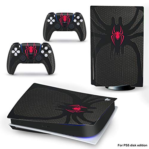 Alexca PS5 Skin for Console and 2 Controllers, PS5 Skin Decal Vinyl Wrap Cover Sticker for Playstation 5 Disc Spider Full Set