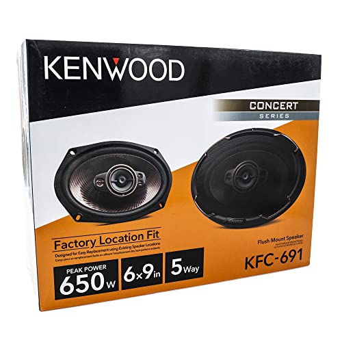 Kenwood KFC-691 Concert Series Car Speakers (Pair) - 6"x9" 5-Way Speakers, 650W, 4-Ohm Impedance, Polypropylene Woofer & Balanced Dome Tweeter, Acoustic Sound Harmonizer Technology