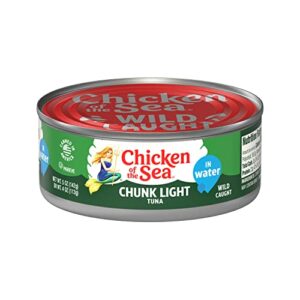 chicken of the sea chunk light tuna in water, wild caught tuna, 5-ounce cans (pack of 10)