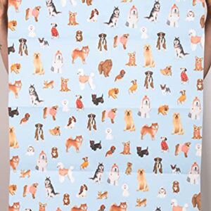 CENTRAL 23 - Blue Wrapping Paper Sheets - Puppy Dogs - 6 Gift Wrap Sheets - Birthday GiftWrap - Recyclable