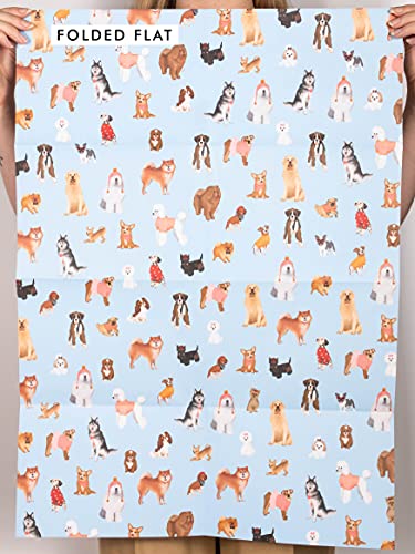 CENTRAL 23 - Blue Wrapping Paper Sheets - Puppy Dogs - 6 Gift Wrap Sheets - Birthday GiftWrap - Recyclable