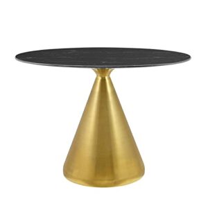 modway tupelo oval artificial marble 42" dining table, 42 inch, gold black